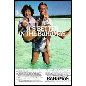 1978 Bahamas It's Better In The Bahamas Vintage Print Ad Couple In The Beach